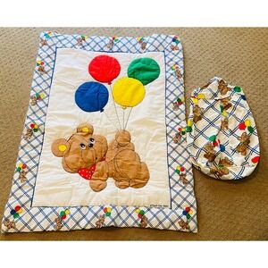 VTG‎ 1980s Tailored Baby That's Our Baby Set Quilted Crib Blanket Diaper Holder